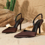 Terava Ninaga Kingad Naistele Kontsaga Sandaalid Siidist Elegantne Slingback K&otilde;rged Kontsad Naistele Lakoonilised Moodsad Peo Pulma Kleidi Kingad 42 pruun