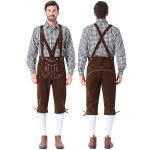 Meeste Saksamaa Baieri Oktoberfest Kost&uuml;&uuml;mikomplekt Pikkade varrukatega ruuduline s&auml;rk koos traksidega p&uuml;kste, 2-osaline komplekt XXL
