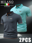 2 tk MILANO mustriga meeste polos&auml;rk - l&uuml;hikeste varrukatega ja v&auml;rviplokkidega, meeste golfis&auml;rgid &auml;rikasuaalseks kevad- ja suveperioodiks L sinine/must