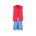 Monkey D Luffy Cosplay Kost&uuml;&uuml;m Anime Tegelase Kost&uuml;&uuml;m Punane Vest Sinised L&uuml;hikesed P&uuml;ksid Strohm&uuml;ts Parukas T&auml;iskomplekt Halloweeni Karnevali Peo R&otilde;ivad S&ONE PIECE red