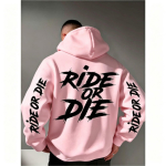 Kirjaga Ride Or Die Graafiline Huppar Dressipluus &Uuml;legabariidiline Streetwear Spordir&otilde;ivad Pullover Meeste Naiste Vabaaja S&uuml;gisene Huppuga Top M gray
