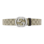 GUCCI Interlocking G seeria p&otilde;imitud topelt G logo pandlaga l&otilde;uend nahast v&ouml;&ouml; meeste khaki laius 3,8 cm 4119249643 beež