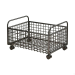Metallist pesukorv kraanikausi alla rulluva korviga roostekindel hoiukast pesuruumi jaoks, Xl-with-wheels must