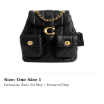 COACH Tabby Tikitud Lamba Nahast Seljakott V&auml;ike Naiste Must CU076-B4BK One Size 1