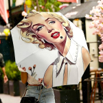 Marilyn Monroe Prindiga Automaatselt Avanev/Sulev Vihmavari - Kaasaskantav Kokkupandav Disain - Igap&auml;evaseks Kasutamiseks Reisimisel/V&auml;litingimustes - Kingitus S&uuml;nnip&auml;evaks Three-fold umbrella