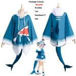 Hololive Gawr Gura Cosplay kost&uuml;&uuml;m EST Shark Kost&uuml;&uuml;mid Naistele Halloween Youtuber Cosplay T&auml;ielikult komplekteeritud saba m&uuml;tsiga Halloweeni karnevali komplektid, sinine M blue