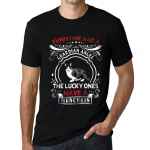 Meeste vintage T-s&auml;rk Graafiline T-s&auml;rk Munchkin Cat Deep Black XS must