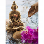 T&auml;is&uuml;mmargune puur DIY Teemanttikandid Buddha ja Orhidee Teemantmaal Ristpistes Rhinestone 20X30CM