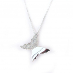 Altesse [G2215] - Collier Argent 'Papillon Lumi&egrave;re' blanc valge
