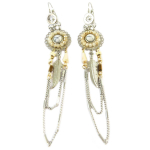 Les Tr&eacute;sors De Lily [Q1319] - Dormeuses Cr&eacute;ateur 'Acapulco' beige argent&eacute; - 95x20 mm beež