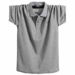 Suvine meeste l&uuml;hikeste varrukatega polos&auml;rk Br&auml;ndi r&otilde;ivad Puhast puuvillast Meeste &auml;riline vabaaja polos&auml;rk M-6XL 5XL hall