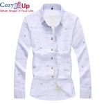 Cozy Up Meeste tr&uuml;kitud pikkade varrukatega s&auml;rk Kevad-s&uuml;gismood Slim Casual Hawaii s&auml;rk Br&auml;ndi valge helesinine M valge