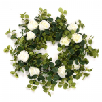 10 peaga roos Kunstlik rotangist pulmadekoratsioon siidist eukal&uuml;pti lehtedest taimedest lillede vanikutest eukal&uuml;pti rotangist kaunistus valge