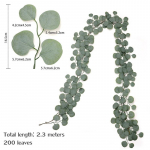 230 cm kunstlik eukal&uuml;pti vanik Ripprotangist laua keskosad peokaunistused Pulmarohelus Kodukaunistus