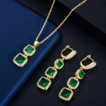 WWJ Sparkling Square Cubic Zirconia kaelakee rippuvad k&otilde;rvar&otilde;ngad safiir/kuld