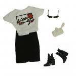 Roosi moer&otilde;ivad Barbie-nuku jaoks Riiete komplekt Barbie T-s&auml;rgile Must seelik Kingad Prillid Rahakott 1/6 Nukud Aksessuaarid M&auml;nguasjad must/valge