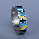 Klassikaline s&otilde;rmus naiste lihtsale s&otilde;rmusele Ebakorrap&auml;rase k&auml;sitsi valmistatud emailiga ehted Mood Pulmade s&otilde;rmuse peo ehted 6 sinine