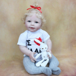 BZDOLL 55 CM Pehmest silikoonist Reborn Baby Girl nukum&auml;nguasi, elutruu 22 tolli juurtega blondide juustega printsess Lisa v&auml;ikelapse Bebe laste s&uuml;nnip&auml;evakingitus Cloth Body, 55cm punane