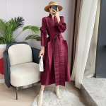 Plisseeritud Korea moodne kleit naiste s&uuml;gistalvine pikkade varrukatega vabaajakleit Elegantne temperament riided One size roheline