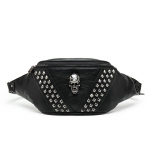 Rinnakott naistele Crossbody Punk Style Rivet Skull V&ouml;&ouml;kott Naiste Must Fanny Pack Nahk Suurep&auml;rane kvaliteet must