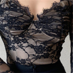 Elegantsed naiste suvised &otilde;&otilde;nsad pluusid naiste topid naiste pits s&auml;rk pluus chemise femme blusas blusa feminina pikkade varrukatega topp S must