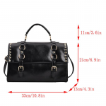 Goth Studded Crossbody Satchel kott Vegan nahast k&auml;ekotid Rahakotid &Otilde;lakott Vintage needid Suured v&ouml;&ouml;pandlad Ostlemine must