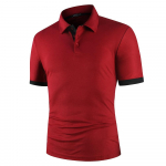 Meeste Polo Meeste S&auml;rk L&uuml;hikeste varrukatega Polos&auml;rk Kontrastv&auml;rvi Polo Uued Riietus Suvised T&auml;navar&otilde;ivad Vabaaja mood Meeste topid XXXXL burgundiapunane