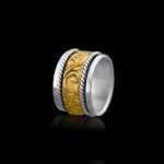 H&otilde;bedane &Auml;revuse Pruutneiu S&otilde;rmus K&auml;sitsi Valmistatud Meditatsiooni Kahev&auml;rviline S&otilde;rmus 925 Sterlingh&otilde;be P&ouml;&ouml;rlev S&otilde;rmus Naistele Meestele - u 6,5 g 10