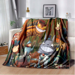 tekk Totoro Hayao Miyazaki must kass tekk voodikate Diivan Pehme tekk T&auml;iskasvanute/laste tekk Reisitelk 130cmx150cm