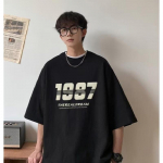 Meeste l&uuml;hikeste varrukatega T-s&auml;rgid Graafilise tr&uuml;kiga kirjaga Poolvarrukatega T-s&auml;rgid Pullover T-s&auml;rk Juhuslik T-s&auml;rk Meeste Korea Vabaaja Kaela Retro Topid M must