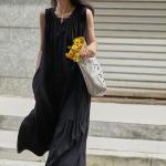 Naiste kleidid Ni&scaron;&scaron; Disain Splicing Kleidid &Otilde;hukesed lahtised sada aluss&auml;rk pikk kleit plusssuuruses M must