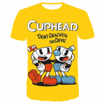 3D Cuphead Mugman Kids T-s&auml;rk Prindiga T&uuml;drukud Naljakad riided Poisid Lapsed Topid Lasteriided Beebi T-s&auml;rgid Meeste Naiste R&otilde;ivad T-s&auml;rk 130