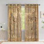 Egiptuse aknakardinad Hierogl&uuml;&uuml;fid Vana-Egiptuse templi seinamaalingul Mustad kardinad Vintage kardinad Kodu magamistoa sisekujundus 2 paneeli W53.5 X H160cm X 2