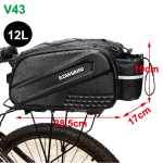 Bicycle Bag Bike Trunk Bag laggage Tool Tail Rear Waterproof Rainproof Pannier backseat Cycling MTB Bike L（25cmabove） gray