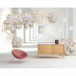 Tapeet Kodu Dekoratiivne Seinapilt Kaasaegne Lihtne 3D Ruumireljeef Lilled TV Diivan Taust Seinatapeet Tapeet 200 cm(W) x 140 cm(H)