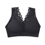 Laiad &otilde;lapaelad Ilu-selg-kortsutamine Naiste rinnahoidja pits-&otilde;mblus Push Up Sport rinnahoidja M must