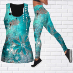 Blue Chrysanthemum Print joogariietus naistele Mood Treening Retuusid Fitness Sport Vabaaja joogap&uuml;ksid 8XL sinine