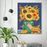 5D isetehtud teemantmaal Paljud p&auml;evalilled ristpistes t&auml;ispistes teemanttikandid mosaiikkunst Pilt kividest kaunistus kingitus Full Round 30x40cm