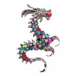 Blucome Rhinestone'i suured draakoniprossid naistele Vintage v&auml;rvilised Zodiac Animal Pin hiina feng talvised aksessuaarid