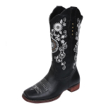 Kauboi naiste l&auml;&auml;nesaapad S&uuml;gis-talv uhiuus, lahe mood Tikand Cowgirl naistele s&auml;&auml;re keskosa naiste kingad saapad 35 must