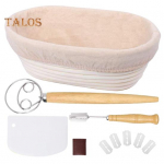 11 tk/komplekt juuretisega leivak&uuml;psetust&ouml;&ouml;riistade komplekt ovaalne rotangist kaitsekorv, riidest vooder Taani vispliga leiva lonkav kaabitsa tera kate Leiva valmistamise tarvikud 1 Set