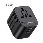 USAMS 12W 20W universaalne USB-reisilaadija mitme pistikuga pikendusanduri laadija ELi jaoks USA AU &Uuml;hendkuningriigi pistikud mobiiltelefoni laadija 12W must