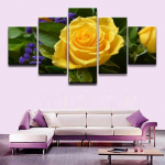 Modulaarsed l&otilde;uendipildid Kodukaunistused Seinakunst raamitud 5-osaline loodus kevadine kollase roosi maal elutuppa HD-tr&uuml;kitud plakat ilma raamita 20x35cm*2 20x45cm*2 20x55cm*1