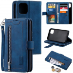 Multifunktsionaalne 9 kaardipesa rahakoti t&otilde;mblukuga nahk&uuml;mbris iPhone 15 14Plus 13 12 11 Pro Max XsMax /Samsung S23 S22 S21 S20Ultra Plus A14 A54 A53 A15 jaoks iPhone 6/6S sinine