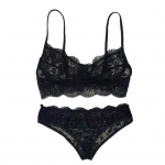 2 tk/komplekt Seksikas &otilde;&otilde;nes l&auml;bipaistev pitsist aluspesukomplekt Sling rinnahoidja keskmise k&otilde;rgusega p&uuml;ksikute komplekt &uuml;hev&auml;rviline &uuml;li&otilde;huke aluspesu komplekt M must
