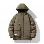 Talvine meeste uus kapuutsiga polsterdatud jakk Fashion Trend Flanell Baggy taskud Veekindel polsterdatud jope M pruun