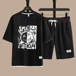 Vahvlikomplekt, meeste komplekt, suvine T-s&auml;rk, l&uuml;hikesed p&uuml;ksid, dressid, meeste t&auml;navar&otilde;ivad, l&uuml;hikeste varrukatega, 2 osa, vabaaja meeste spordi&uuml;likonna riided L