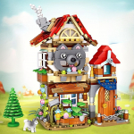 Mini Forest Cabin t&auml;navavaatega maja ehitusplokkide komplekt, isetegemise telliste komplekt lastele/t&auml;iskasvanutele j&otilde;ulukink