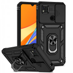 P&otilde;rutuskindel armor &uuml;mbris Redmi 9C NFC magnetilise autor&otilde;nga hoidja statiivi tagakorpuse libistatav objektiivi kate Xiaomi Redmi 10A telefoni kaitse&uuml;mbriste jaoks For Redmi 9C must