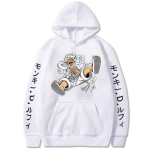 Uus Gear Fifth Luffy Prinditud Anime Naiste Kapuutsikas P&auml;ikesejumala Graafika 90ndate Pullover Vabaaja T&auml;nava R&otilde;ivad Unisex S&uuml;gis & Talve R&otilde;ivad 4XL valge